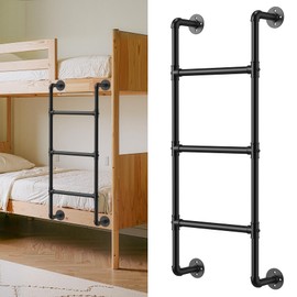 3.3FT Bunk Bed Ladder,3-Rung 330LBS Load Wall Mounted RV Bunk Ladder, Heavy Duty Metal Step Ladder for Home, Loft, Basement Window Well Egress, Fire Emergency Escape, Black