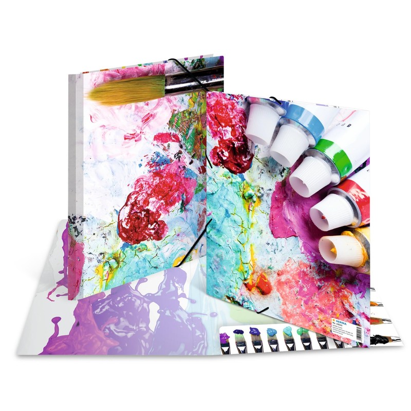 HERMA Elastic Folder Impressions with Colours Motif, A4, Sturdy Cardboard,
