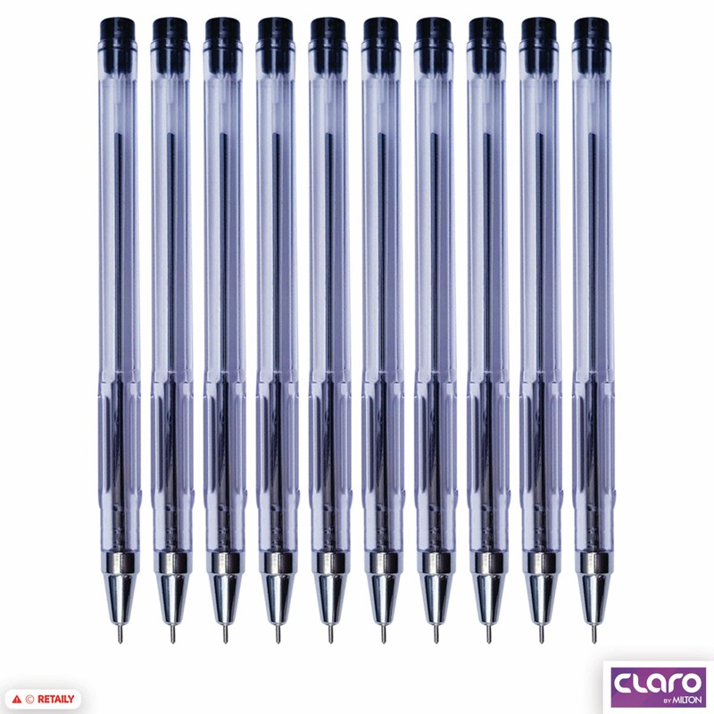 CLARO Technik Ballpoint Pens, BLACK, Fine Point (0.7mm), Pack of