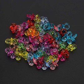 Acrylic Baby Pacifier, 100Pcs Small Clear Baby Pacifiers, Mini Colorful Fillable Oval Pacifier Toys for Baby Shower Decorations, Table Scatter, Party Favors, Games &(Transparent Color Mixing)