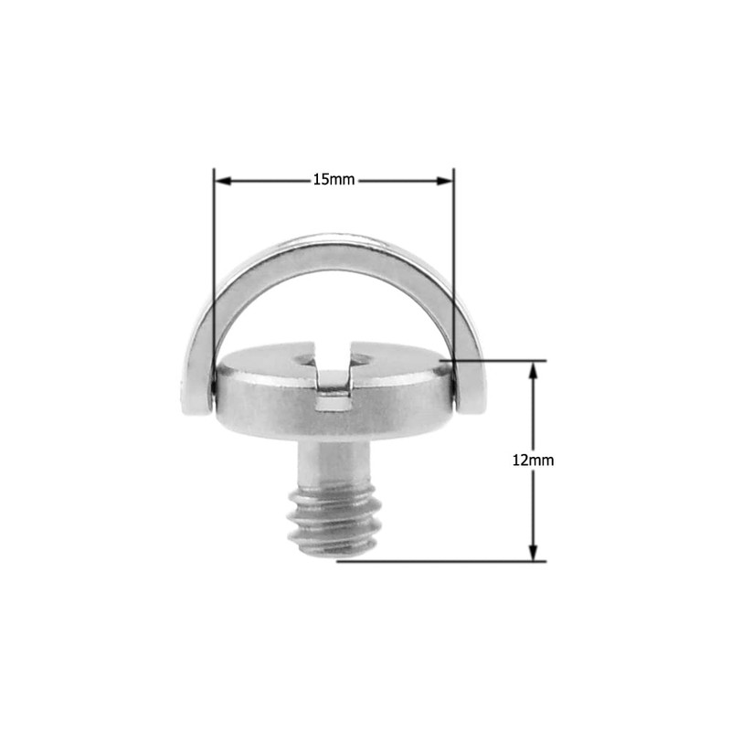 NOTRICKT CS-018 1/4" Screw with D-Ring (D15mmxH12mm) Stainless Steel, for