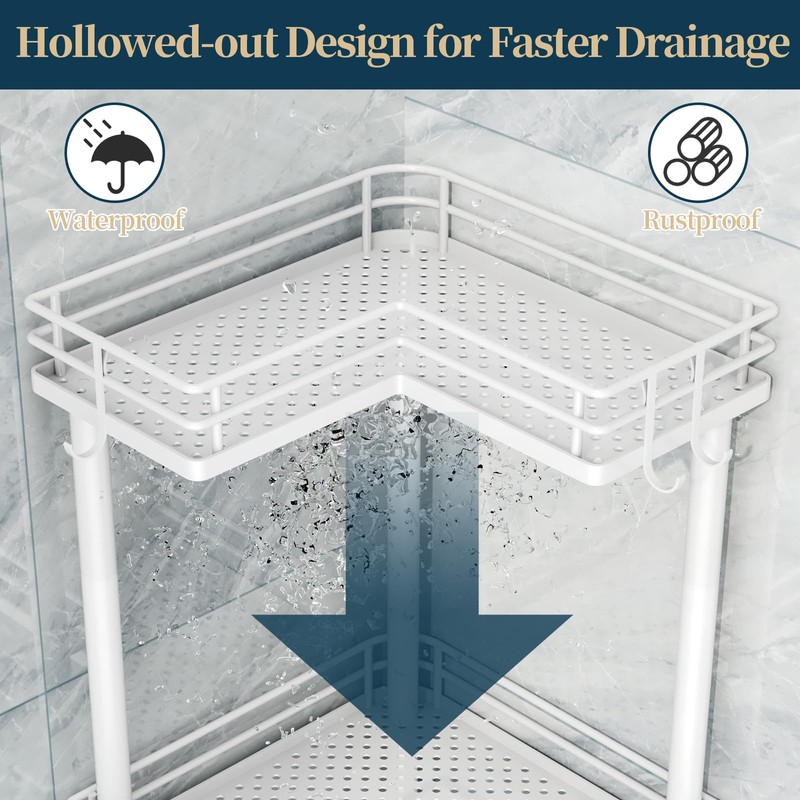 Consumest Corner Shower Caddy Standing - 4-Tier Stainless Steel Shower