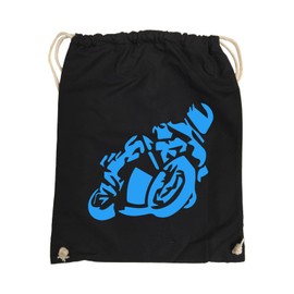 Comedy Bags - Motorcyclist Large Hipster Gym Bag, Printed Gym Bag Made of 100% Cotton, Practical Sports Jute Bag with Style, black/blue