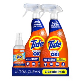 Tide Laundry Stain Remover Spray with Oxi | Stain Remover for Clothes, Carpet, Upholstery, Pet Bedding | Stain Treater Spray for Tough Stains from Wine, Coffee, Grease | 22 Fl Oz (Pack of 2) & 3 Fl Oz
