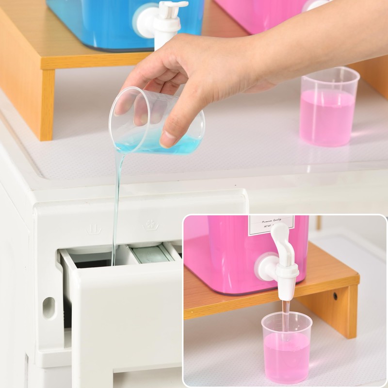 RoleDes Liquid Laundry Detergent Dispenser Set with Shelf and Bamboo