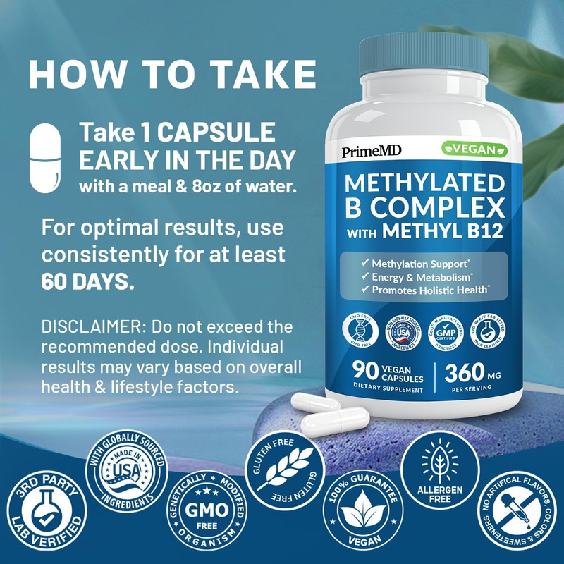 Methylated B Complex with Methylfolate and B12 Methylcobalamin 1000 mcg
