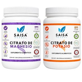 Saisa Herbal  Citrato de Magnesio  Citrato de Potasio  500 Cpsulas CU  Suplemento Alimenticio  Anticalambres, Energa, Recuperacin Muscular y Salud... 