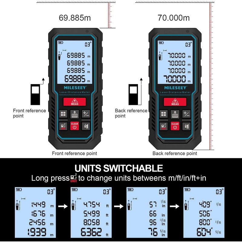 Laser Measure Device, MiLESEEY 229ft Digital Laser Tape Measure with
