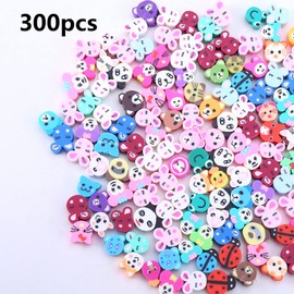 YIEUR Pack of 300 Animal Polymer Clay Beads, 9 mm Colourful Clay Beads, Animals Loose Heishi Beads, Craft Beads with Hole for Threading for DIY & Craft Making (B-tier)