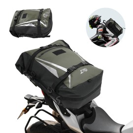 JLDTOP Motorcycle Tail Bag 30L Waterproof Motor Saddle Pannier Bag Motorbike Rear Rack Seat Trunk Storage Motorcyclists Travel Luggage for Adventure Sport (Army Green)