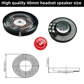 KOMITASUI High Performance Headphone Speaker, 40mm 32ohm Headset Speaker Driver Compatible with Most Headphones Speaker Systems - 2 Packs