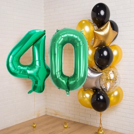 Number Balloons 40,Green Balloons 40 for Birhtday Party Decoration,40 Inch Giant Helium Foil Number Balloons for Women Men 40th Birthday Party Decor Anniversary Party Decorations Supplies