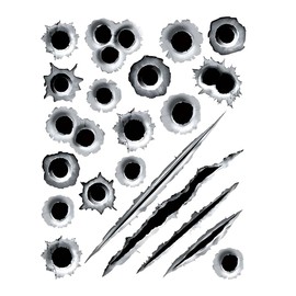 3D Fade Bullet Hole Car Sticker Decal, 11.8"×9.3" Lifelike Fake Gun Shot Hole Stickers, Waterproof Scar Scratch Simulation Stereoscopic Decal Auto Tattoo Hood & Door Decoration Stickers (1PC/Style A)