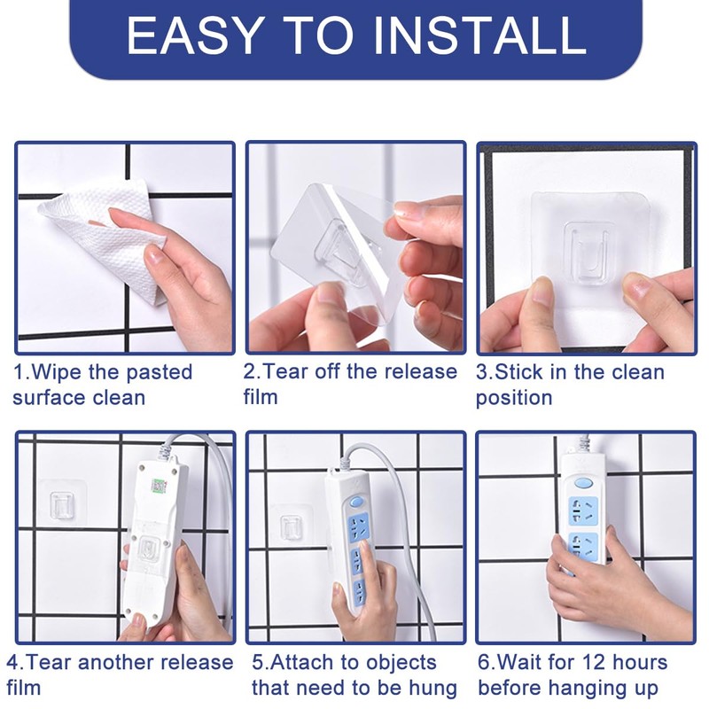 YSKmanhuo Double Sided Adhesive Wall Hooks 20 Pairs Self Adhesive