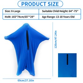 Body Sock Sensory Kids Adults, 65"x29" Full Body Wrap Sensory Sock, Stretchy Body Sock to Relieve Stress, Self-Claming, Relaxing for ADHD Autism Children Adult (Blue, XL/163-191cm)