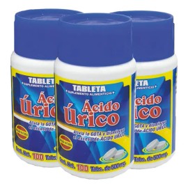 Kit 3 Suplemento Alimenticio Acido Urico Sabor Sin Sabor