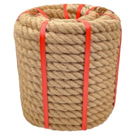 Glfcai Natural Hemp Rope, 1 In X 100 Ft, Brown, Ideal for Crafts, Porch Swing, Decor, Railing, Docks, Landscaping