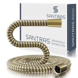 SANTRAS Shower Hose 1.25 m Plastic (PVC) in Bronze with Seals - Shower Hose with Twist Protection and Kink Protection - Standard Connection and Drinking Water Tested for Shower and Bath