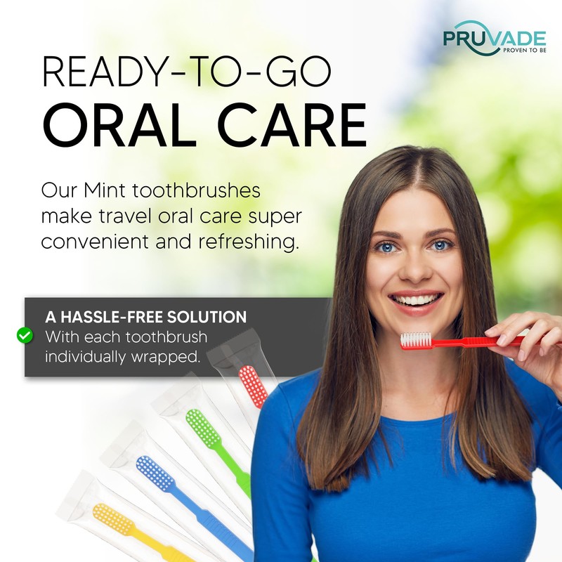 PRUVADE 36 Pack Disposable Toothbrushes with Toothpaste, Built In -