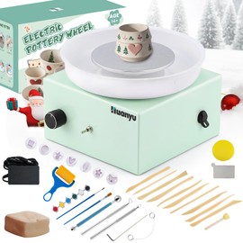 Huanyu Mini Pottery Wheel for Adults 4in Electric Small Ceramic Wheel Machine at Home DIY 24W Power Motor 28PCS Clay Tools Box for Teens Beginners