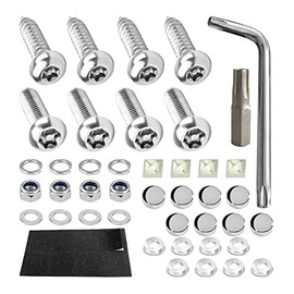 Anti Theft License Plate Screws Kits, Rustproof Stainless Steel Mounting Hardware for Car Tag Plate Frames Covers, Button Head Torx Bolts Fasteners Kits for Auto Front and Back License Plates