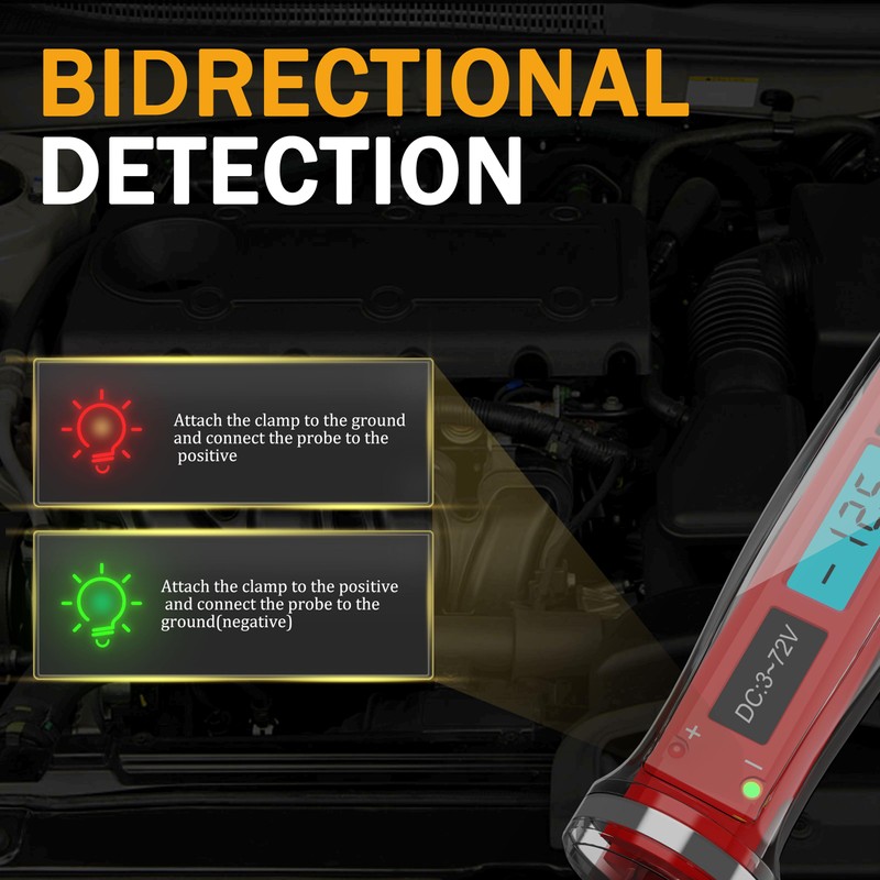 AWBLIN 3-72V DC Automotive Test Light, LCD Digital Light Tester