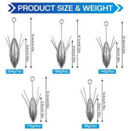 Sputnik Sinker Fishing Weight Long Tail Fishing Weights Fishing Equipment Saltwater Surf Casting Sinkers Fishing Spider Sinker Catfish Beach Spider Weights for Ocean Sea Sand (3oz-4pcs)