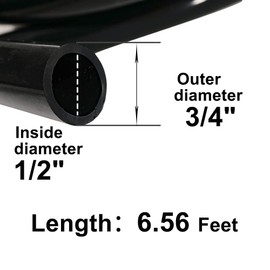 Eoiips 1/2" ID x 3/4" OD Silicone Vacuum Tubing Hose High Temperature Food Grade Tube, Flexible Silicone Air Tubing for Multiple Use,Black, 6.56 Feet
