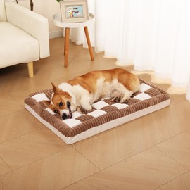 Awjcsv Orthopedic Dog Bed for Large Dog, Waterproof Bed with Egg-Crate Foam, Removable Washable Cover and Non-Slip Bottom (Coffee, 35.4" L x 23.6" W x 3.9" Th)