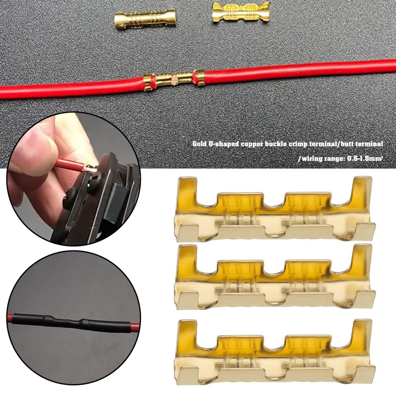 eMagTech 200Pcs Brass Crimp Electrical Connector Wire U-Shaped Terminal, U-Shaped