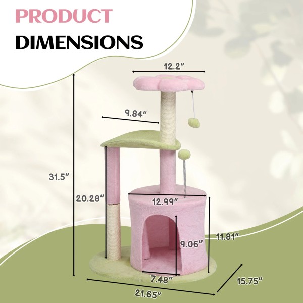 Unbranded Indoor 33" Cat Tree Tower with Cat Scratching Post