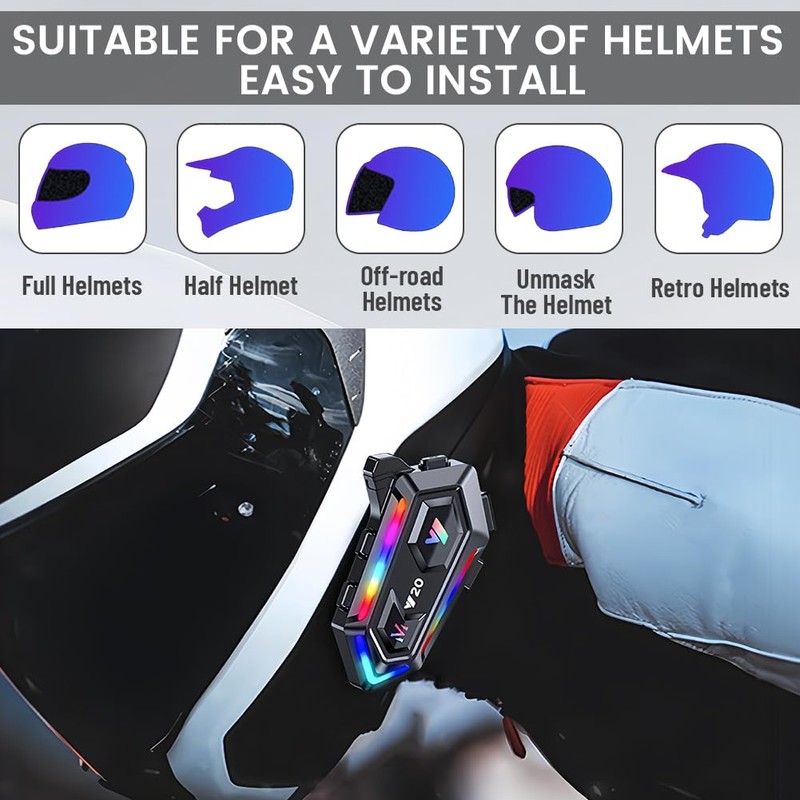 flintronic Helm-Headset, Motorrad Bluetooth 5.3 Kopfhörer mit IPX6, Helm Bluetooth