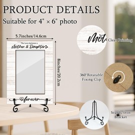 Mom Picture Frame, The Love Between a Mother and Daughter Is Forever Photo Frame, Wooden Photo Frame With Stand, 4x6 Picture Frame for Tabletop Display, Home Office Bedroom Desktop Decorations -06