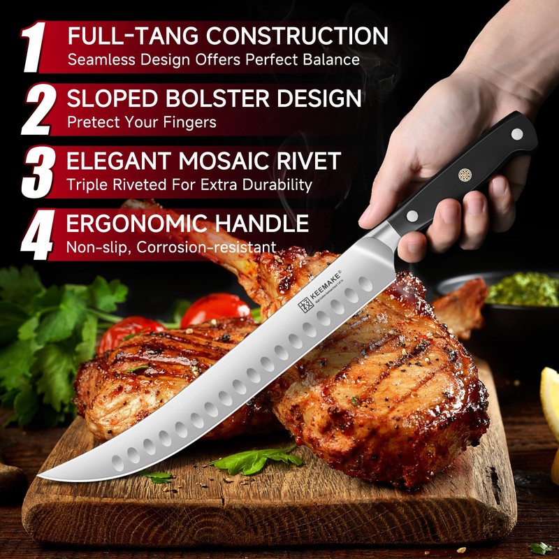 KEEMAKE Carving Knife Set - 12" Brisket Knife & 10"