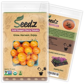 Organic Tomato Seeds, APPR. 75, Gold Nugget Cherry Tomato, Heirloom Vegetable Seeds, Certified Organic, Non GMO, Non Hybrid, USA