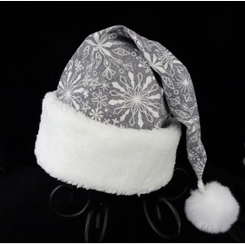Silver Snowflake Jack Frost Santa Hat, Novelty Santa Hat, Christmas Hat