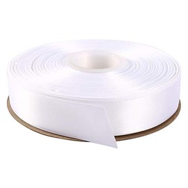 ITIsparkle 1" Inch Double Faced Satin Ribbon 50 Yards-Roll Set For Gift Wrapping Scrap Books Party Favor Hair Braids Baby Shower Decoration Floral Arrangement Craft Supplies, White Ribbon