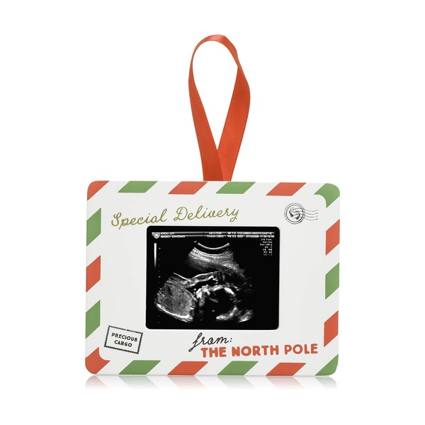 Pearhead Special Delivery Sonogram Christmas Ornament, Pregnancy Announcement Keepsake for Expecting Mothers, Gender-Neutral Baby Holiday Décor
