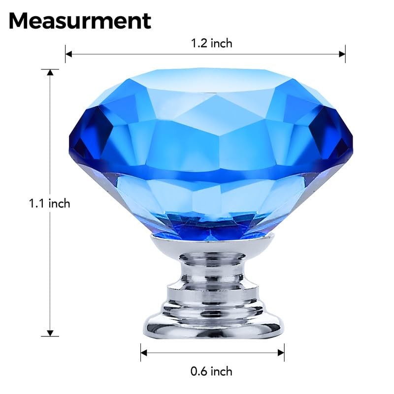 Ravinte Pack of 10 Crystal Drawer Knobs and Handles, Blue