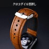 ANNEFIT Genuine Leather Watch Strap, Crocodile-Embossed Watch Band, Quick Release