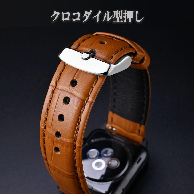 ANNEFIT Genuine Leather Watch Strap, Crocodile-Embossed Watch Band, Quick Release