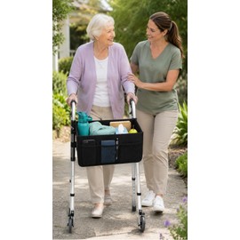 wigmoa Walker Organizer Bag with Cup Holder for Folding Walkers, DD-M