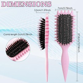 Curly Hair Brush: Bounce Hair Brush Less Pulling Styling Brush for Men and Women Boar Bristle Curl Hair Brush for Combing Detangling, Pink