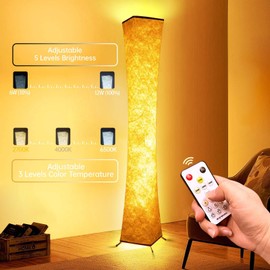 LED 3 Color Temperature Floor Lamp, 61'' Dimmable Square Standing Lamps with Foot Switch, APP & Remote Control, Timer Setting, Modern LED Corner Lamp for Living Room Bedroom