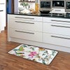 Kitchen Mat Tropical Flowers Birds Pattern Non-Slip Backing Door Mat