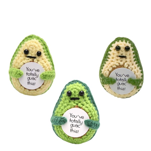 WWZ 3pcs Handmade Positive Gift, Nice Emotional Support Knitted Avocado,
