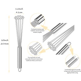 1 Pcs Wand Whisk, Mini Ball Whisk, Newness Durable Environmentally Friendly 304 Stainless Steel Ball Whisk Beater Egg Beater Manual Mixer Whisk Cooking Blender for Sauces,Eggs,Cream (12In / 30.5m)