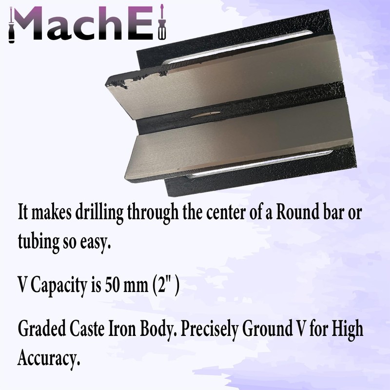 MachEl Cast Iron V Block Jig Fixture for Center Drilling