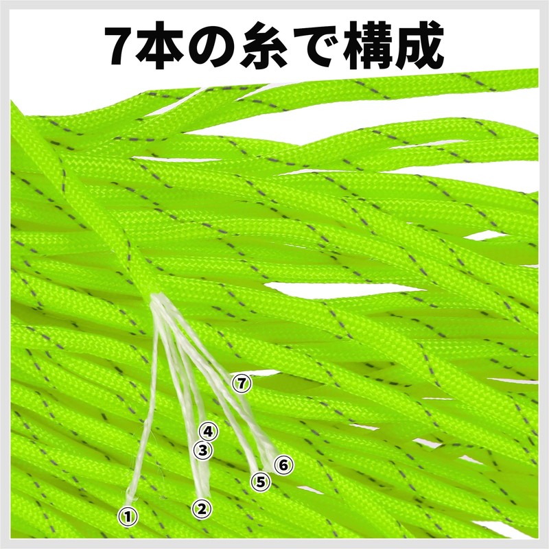 RENEWREVITAL ガイロープ 4mm x 31m 7芯 パラコード テントロープ 反射材入り タープ