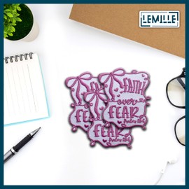 LEMILLE Faith Over Fear Patch, Size 3" Sew On Patches, Coquette Bow Embroidery Fabric Patches for Clothes Jeans Backpacks Hats, Bible Embroidery Iron On Patches for Clothes, Girly Gifts for Christians
